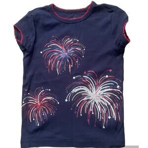 Carter's Short Sleeve Navy Firework Print Girl's Top Sz 5